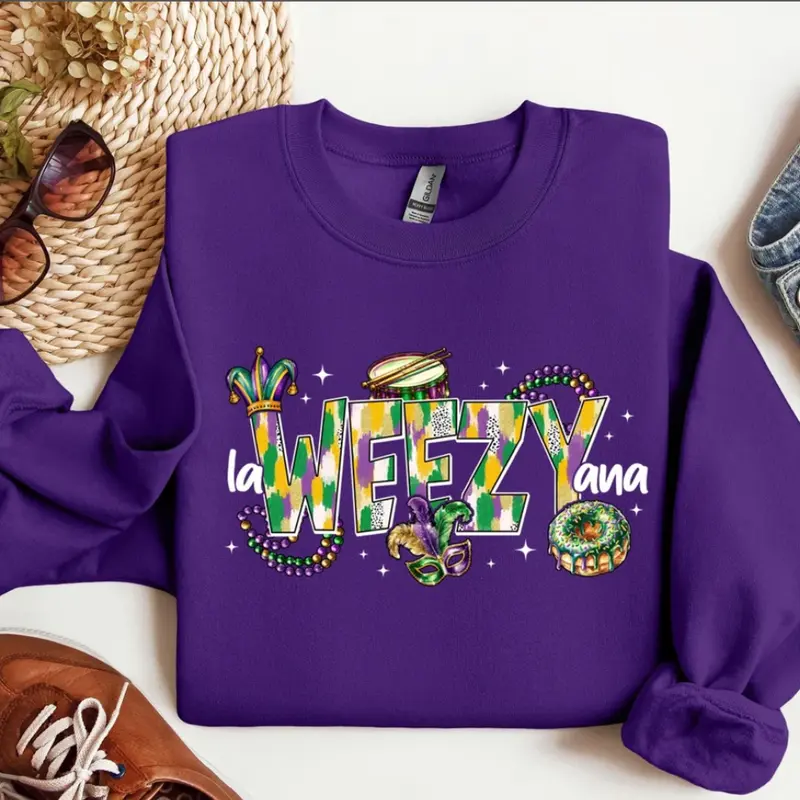 La Weezy Ana Sweatshirt, Mardi Gras Sweatshirt, Carnival Graphic Crewneck, Funny Festive Pullover, Cozy Trendy Gift