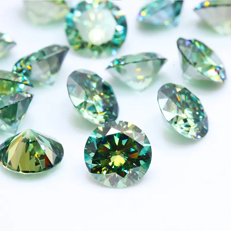 Effinny Synthetic Moissanite Loose Stone,Cyan Blue/D-Color Brilliant Round Cut 2.0ct 8mm for Custom Jewelry Outdoorfun