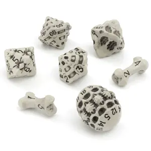 LYNX Skull & Bone Dice Set - HQ Acrylic Dice with Unique Bone Design - For RPGs like Dungeons & Dragons (D&D), Pathfinder | DM & Players