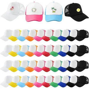 40 Pack Sublimation Blank Trucker Hat Bulk Baseball Cap Adjustable Mesh Unisex Polyester Hat Heat Transfer
