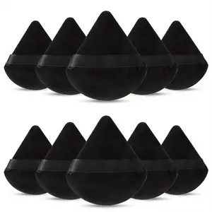 10-pack Reusable Triangular Powder Puffs - Soft Plush Sponge, Flocked Powder Puffs for Face Powder Makeup, Cosmetics, Makeup Products, Mini Makeup, Beauty Puff, Triangle Powder Puff