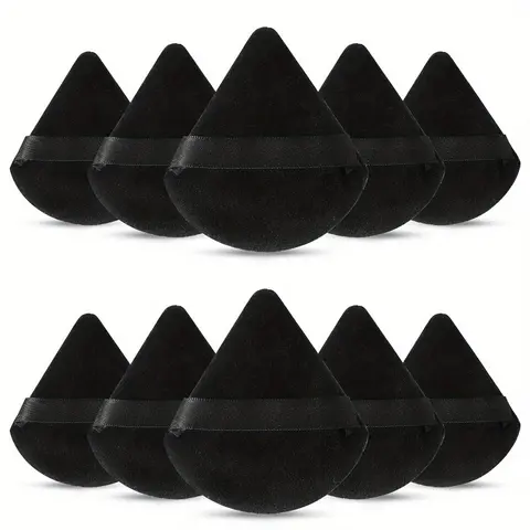 10-pack Reusable Triangular Powder Puffs - Soft Plush Sponge, Flocked Powder Puffs for Face Powder Makeup, Cosmetics, Makeup Products, Mini Makeup, Beauty Puff, Triangle Powder Puff, Powder Puff Set