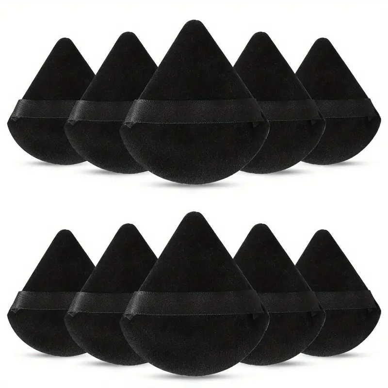 10-pack Reusable Triangular Powder Puffs - Soft Plush Sponge, Flocked Powder Puffs for Face Powder Makeup, Cosmetics, Makeup Products, Mini Makeup, Beauty Puff, Triangle Powder Puff, Powder Puff Set