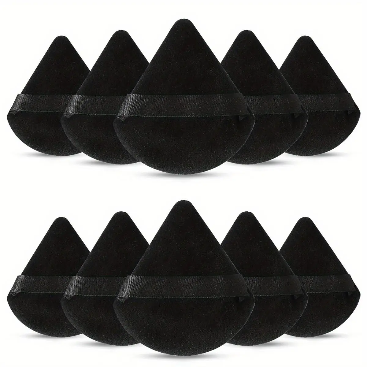 10-pack Reusable Triangular Powder Puffs - Soft Plush Sponge, Flocked Powder Puffs for Face Powder Makeup, Cosmetics, Makeup Products, Mini Makeup, Be