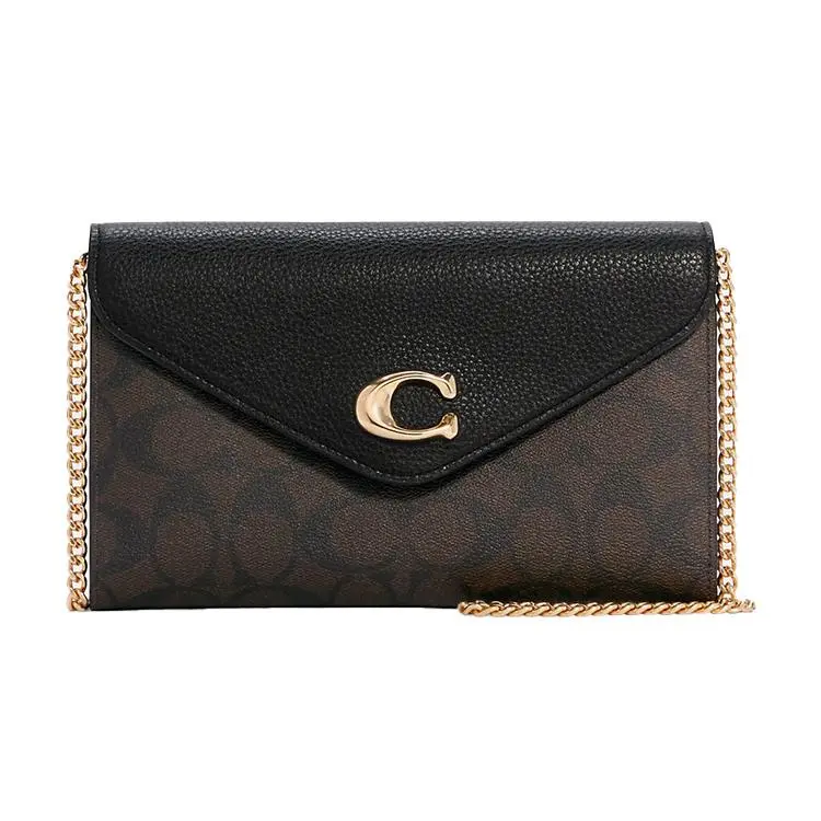 COACH Tammie 21 Crossbody Bag for Women – Pebbled Leather, Small Size, Deep Brown Monogram with Black