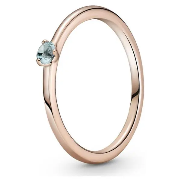 Pandora Rose Light Blue Solitaire Ring - 189259C02-56, Everyday Wear, Single Stone, Size 56, Cubic, Hand-Finished, Unique Metal Blend, Plated Silver Rings, Adults