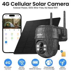 Wansview 2K 4G LTE Security Camera with Solar Powered - Auto Signal Sync, AI Human Tracking, Full-Color Night Vision, 360° Coverage, No WiFi, Unlimited 4G Data Usage