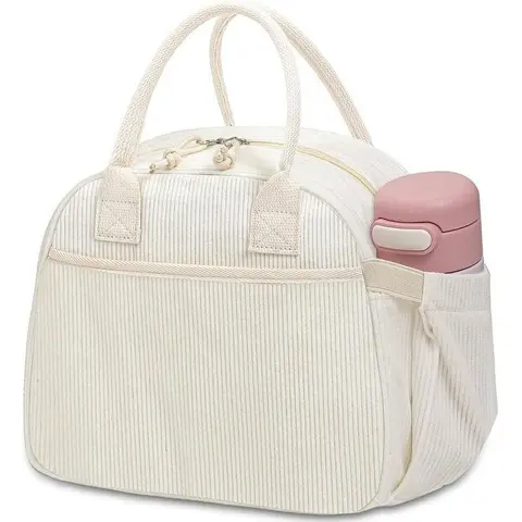 Corduroy Insulated Lunch Box Tote - 10L High-Capacity Insulated Bags, Waterproof, Oil-Resistant, Leakproof for Office Workers, Daily Commute Gym Use