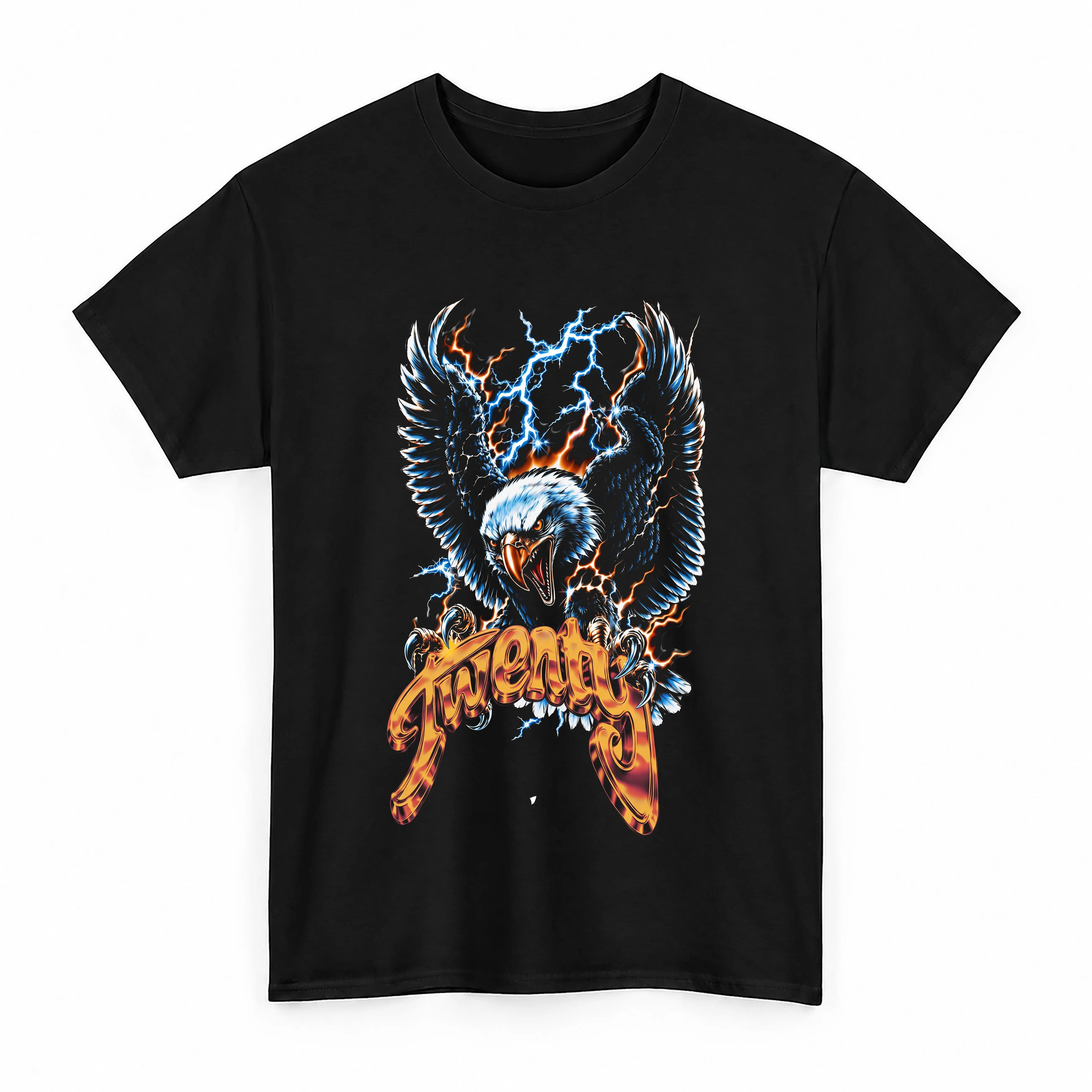Vintage Eagle Lightning Bolt Graphic Shirt Retro Heavy Metal Rock Graphic Tee Grunge Oversized T-Shirt