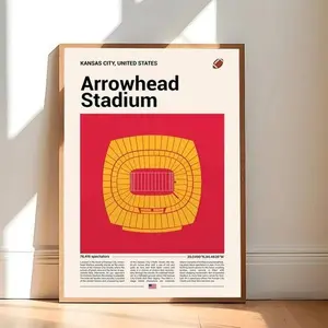 Arrowhead Stadium Poster Print Unframed, Stadium Seating Print, Mid Century Modern Football Poster, Sports Bedroom Posters, Minimalist Office Wall Art