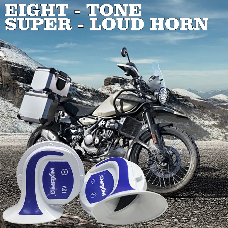 Ultra-loud 8-tone snail speakers (8 sound modes), high-frequency model—dual speakers, 12V universal, suitable for all 12V vehicles including RVs, SUVs, motorcycles, off-road vehicles, boats, sedans, modified cars, and more.