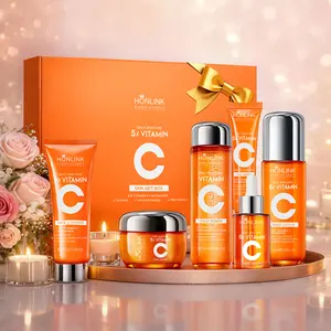 5X Vitamin C Skincare Set with Cleanser Toner Serum Lotion Eye & Face Cream | 6-in-1 Skincare Kit for Moisturizing Repairing & Glowing, Best Gift