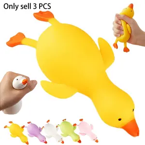 3 PCS Stretchable Duck Squishies Toy, Duck Squeeze Ball Squishy Fidget Toys, Stress Relief Squeezing Rubber Ducks, for Kid Boys Girls Teens Adult Women Men Kindergarten Birthday Christmas New Year