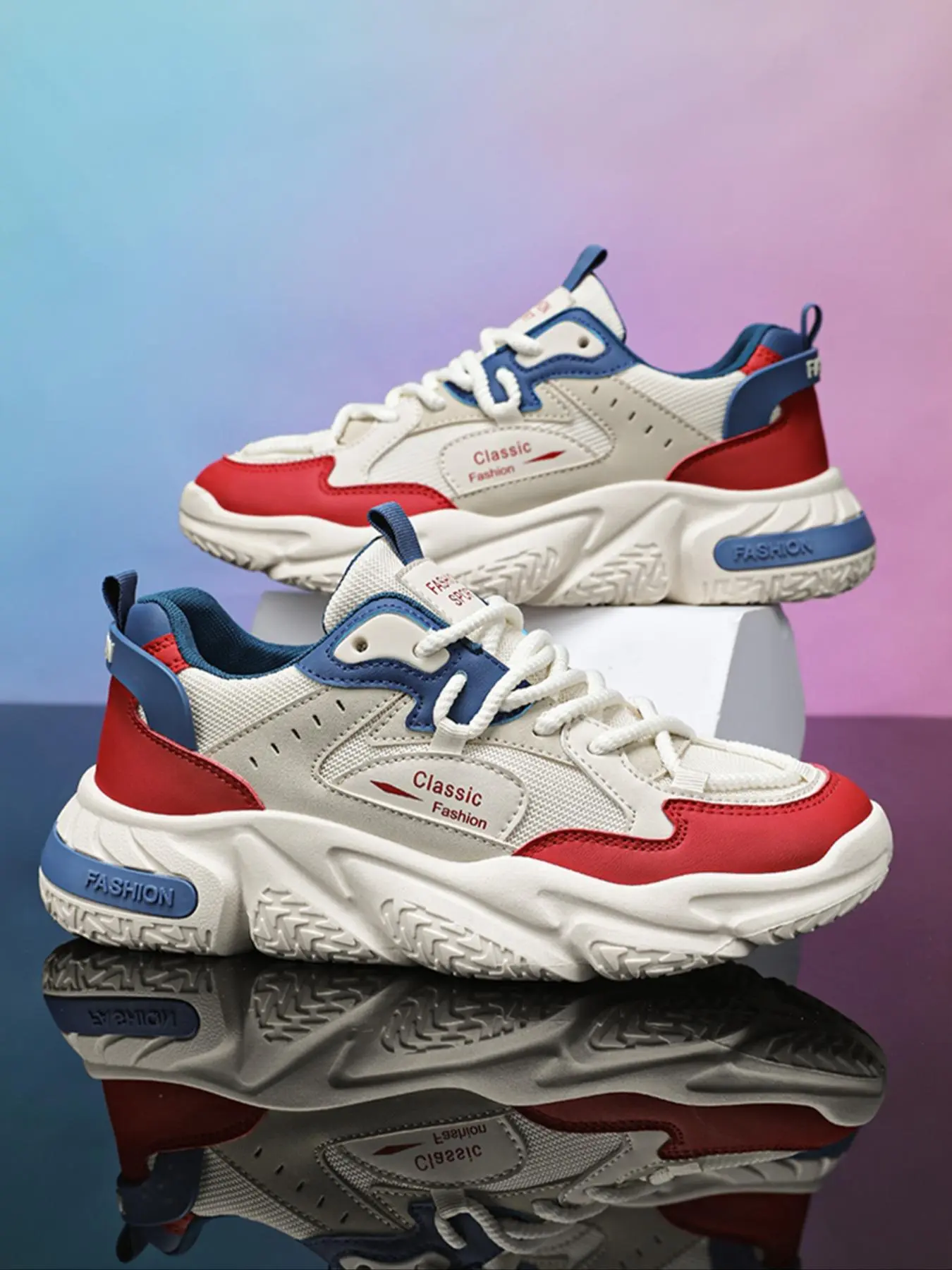 Men's Fashionable Lace Up Sneakers, Sporty Running Shoes, Casual Breathable Comfortable Sports Running Shoes, Male All-match Round Toe Chunky Sneakers for Daily Life, Runner Athletic Shoe, Casual Jogging Shoes, Fitness Running Shoes