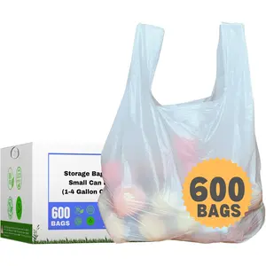 T-shirt Biodegradable White Plastic Bag (600 ct.) Small Can Liners Thank You Grocery Shooping Size Doggy Poop Bags Compatible with Arm & Hammer Swivel Bin & Rake pooper scooper Multipurpose Bags