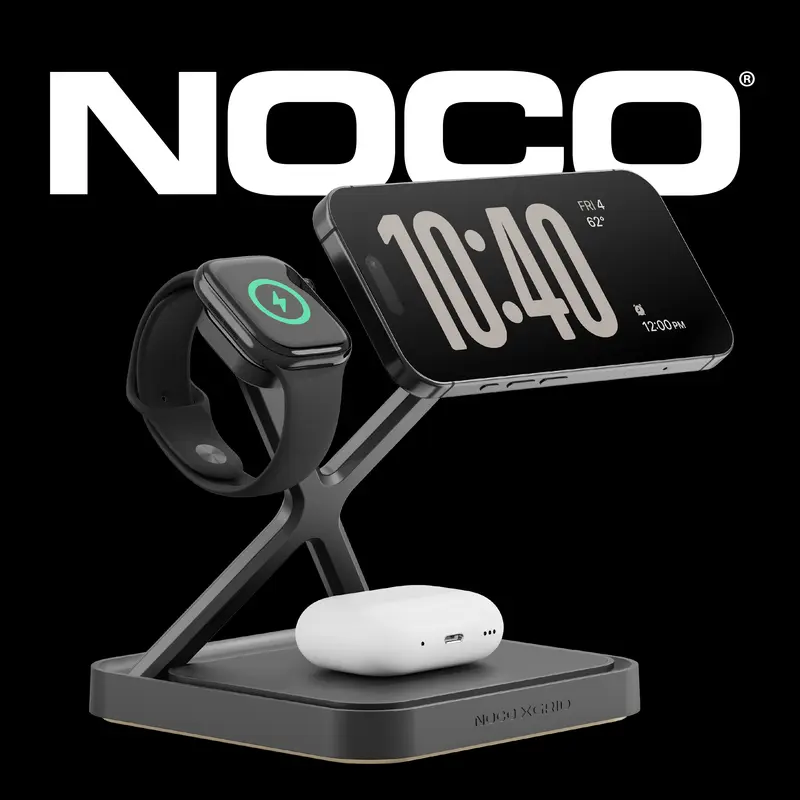 NOCO XGrid XDS3: 3-in-1 Wireless Charging Stand – For iPhone, Apple Watch & AirPods – MagSafe Compatible, Qi2 Certified