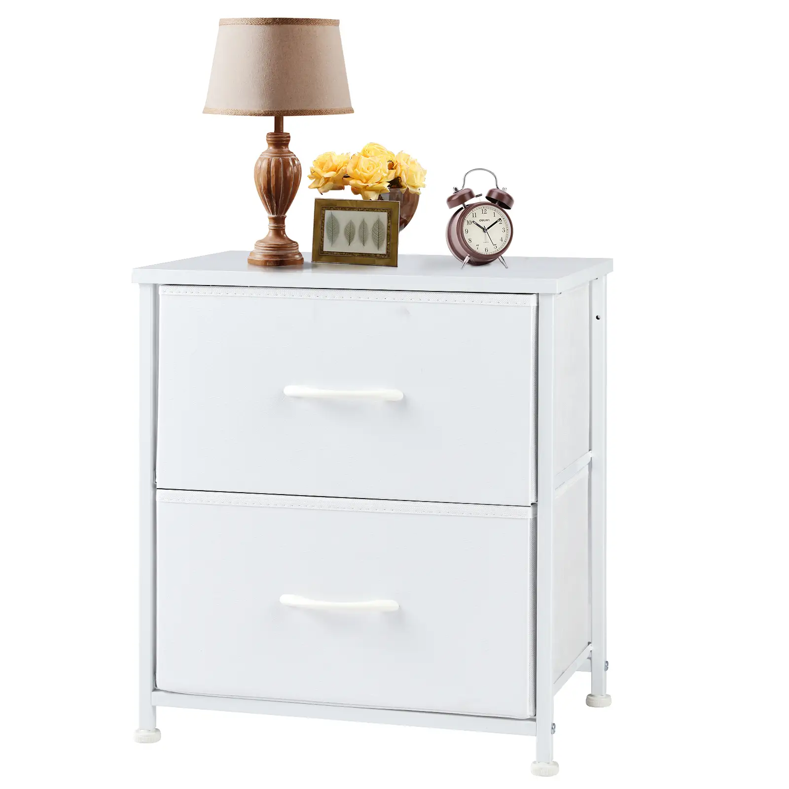 Nightstand with 2 Fabric Drawers, Dresser, End Table, Bedside Table, Bedroom Furniture for Living Room, Entryway