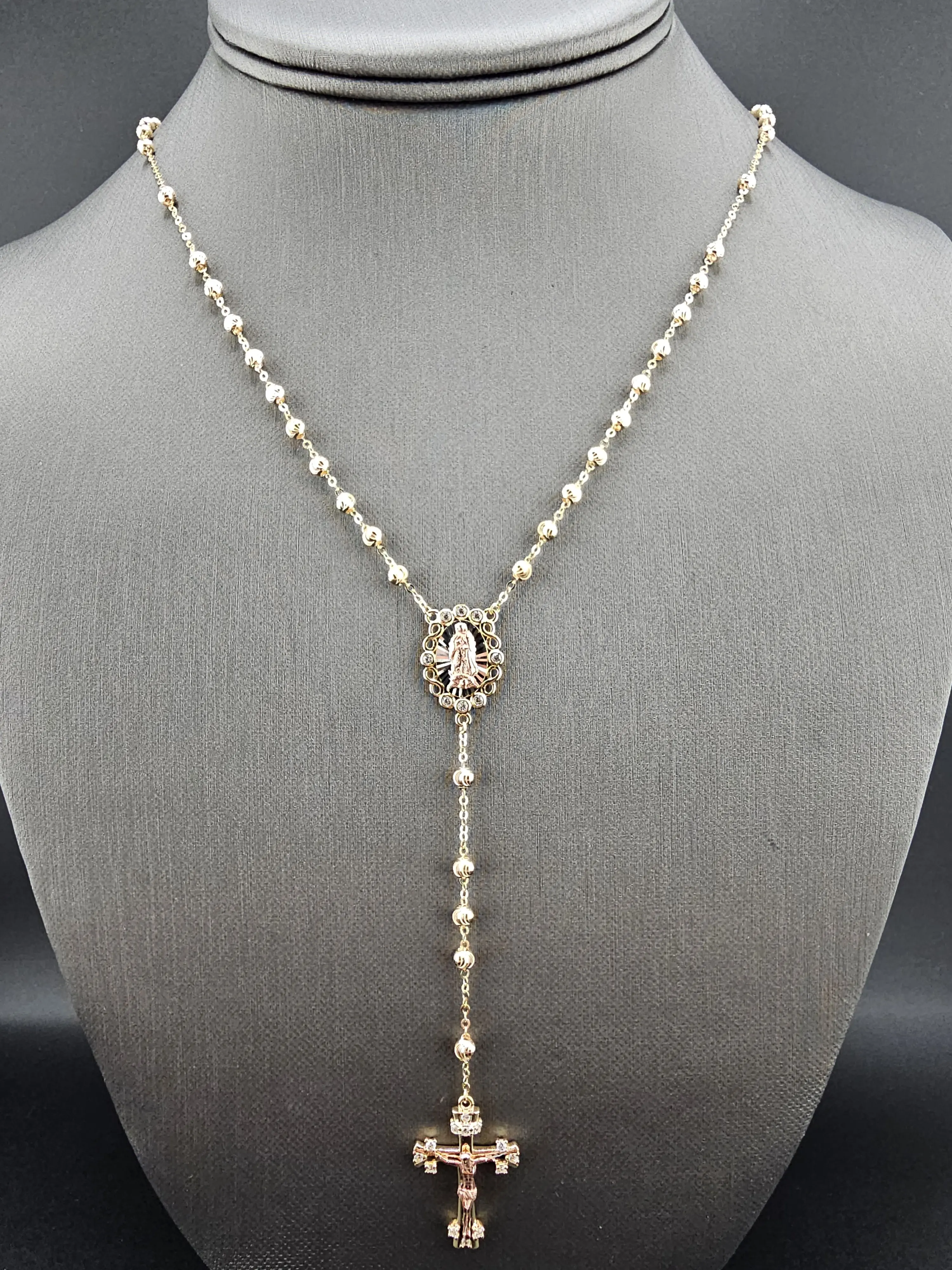 14K Gold Necklace - Rosary Necklace 20"