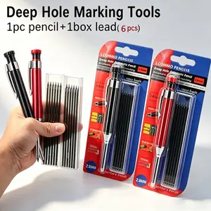 2Pcs/pack 2.8MM Metal Pencil Deep Hole Marking Carpenter's Pencil with Lead Set With Sharpener Woodworker Automatic Pencil Carpenters Construction Workers Tool