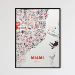 Miami Florida Modern Expressive Art Map Customizable Poster Print Unique Wall Decor Personalized Gift For Home Decor