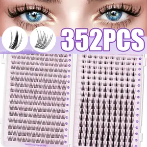Natural Daily Dense False Eyelashes, DIY Lash Kit for Beginners, Flawless Voluminous Look, Non-Toxic, D Curl, 0.07mm Thickness