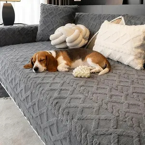 Pet Couch Cover for Dogs & Cats, Non-Slip Thickened Plush Jacquard Fabric Washable Sofa Protector, Pet-Friendly Soft Plush Furniture Cover