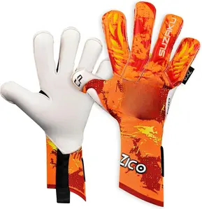ZICO SUZAKU Dermafit Knitted Goalie Goalkeeper Gloves 4mm Kontact German Latex Grip Sizes 7-11 Level 5 Anti-Slip Professional Soccer Gloves for Youth & Adults