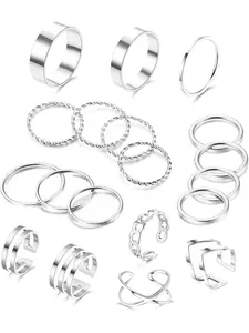 19PCS Stainless Steel Rings for Women Knuckle Rings Stackable Rings Silver/Gold Rings for Women Simple Adjustable Stacking Rings Jewellery