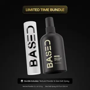 BASED Texture Essentials Bundle: Texturizing Powder & Sea Salt Spray - Lightweight Volume, Matte Finish, Natural Texture with Kelp & B5, Medium Hold for Short to Medium Hair, Paraben Free