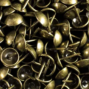 500 PCS Heavy Duty Antique Brass Finish Upholstery Tacks, Sofa Nails, French Natural Thumb Tack,Push Pin, 7/16" Head Dia [Antique Brass, French Natural] DX0511AB500 No Brand