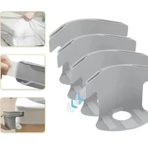 Secure Sheet Holder with Heavy-Duty Mattress Straps - No More Loose Bedding Universal Fit Easy One-Time Installation Set of 4 Grey