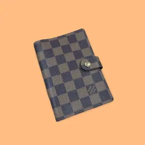 Pre-owned Louis Vuitton Coated Canvas Small Leather Goods Agenda Damier Ebene Agenda PM