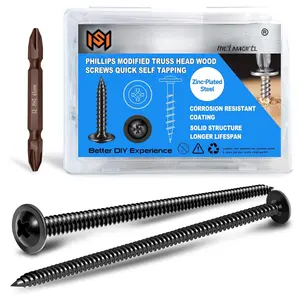 50 count #10 x 4  Screws 4 Inch, Phillips  Truss   Screws, Zinc Oxide Black Self Tapping 4 Inch Screw for Woodworking, Household Appliances, Furniture, Outdoor