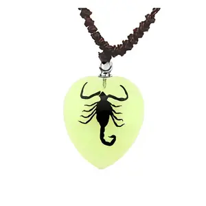 Real Black Emperor Scorpion Necklace Heart Shaped Glows In The Dark Real Nature Gift