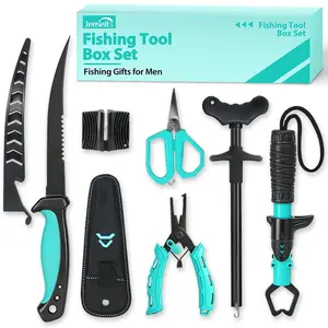Jenseits Fishing Gear Set, 6PCS Fishing Tools Kit, Fishing Pliers, Corrosion Resistant Fillet Knife, Fish Lip Gripper, Hook Remover, Fishing Scissors & Sharpening Stone, Fishing Gift for Men & Anglers