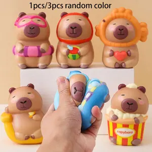 1/3pcs - Capybara squeeze toy, cute animal decompression toy, stress relief fidgeting, classroom reward, basket filler, perfect holiday gift, Fast Bounce, Durable Rubber, Animal Squeeze Toy, Great for Party Favors & Holiday Gifts