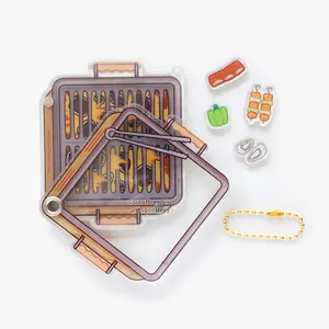 BBQ Grill Fillable Acrylic Shaker Keychain (3.375")