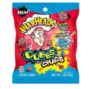 Warheads Cubes Chaos Sour Crunchy Candies Collide With Blue Raspberry Cubes 1 Bag 3 Oz Chewy Candy