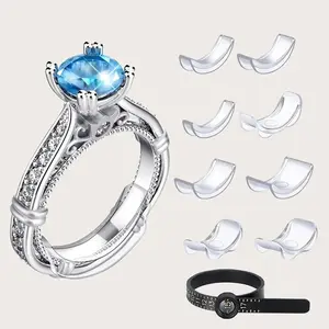 Ring Sizer Adjuster for Loose Rings, 8 Pack 8 Sizes, Ring Size Adjuster, Invisible Ring Guards for Women and Men, Ring Resizer with Measuring Tool Polishing Cloth