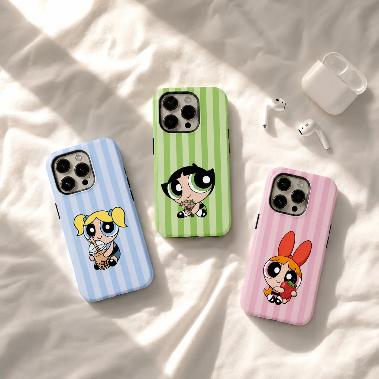 Cute Powerpuff Girls Phone Case - Cartoon 2-in-1 Phone Holder - New Collection For Fans - Cute Heroines Protective Cover For Phone
