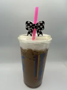 Straw topper | Drink topper | Straw and Drink accessory | Straw Decoration | Custom Straw Toppers | Reusable Straw Charms for Iced Coffee & Drinks (Multiple Designs + Colors)