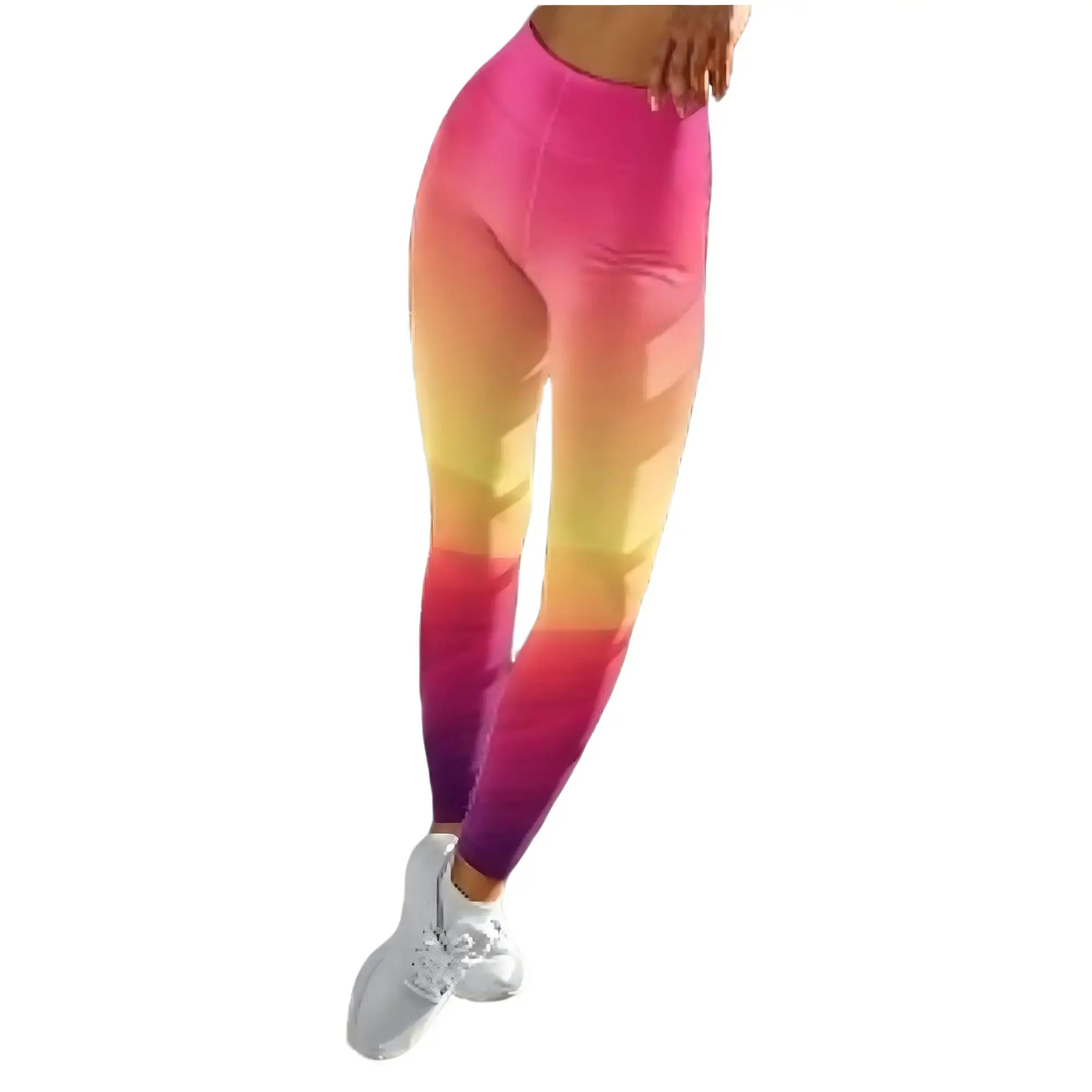 Desert Sunset Leggings - Ombre Pink Orange Purple Bright Neon Gradient Color Blend Dip Dye Cute Trending Best Women Workout Gym Yoga Pants