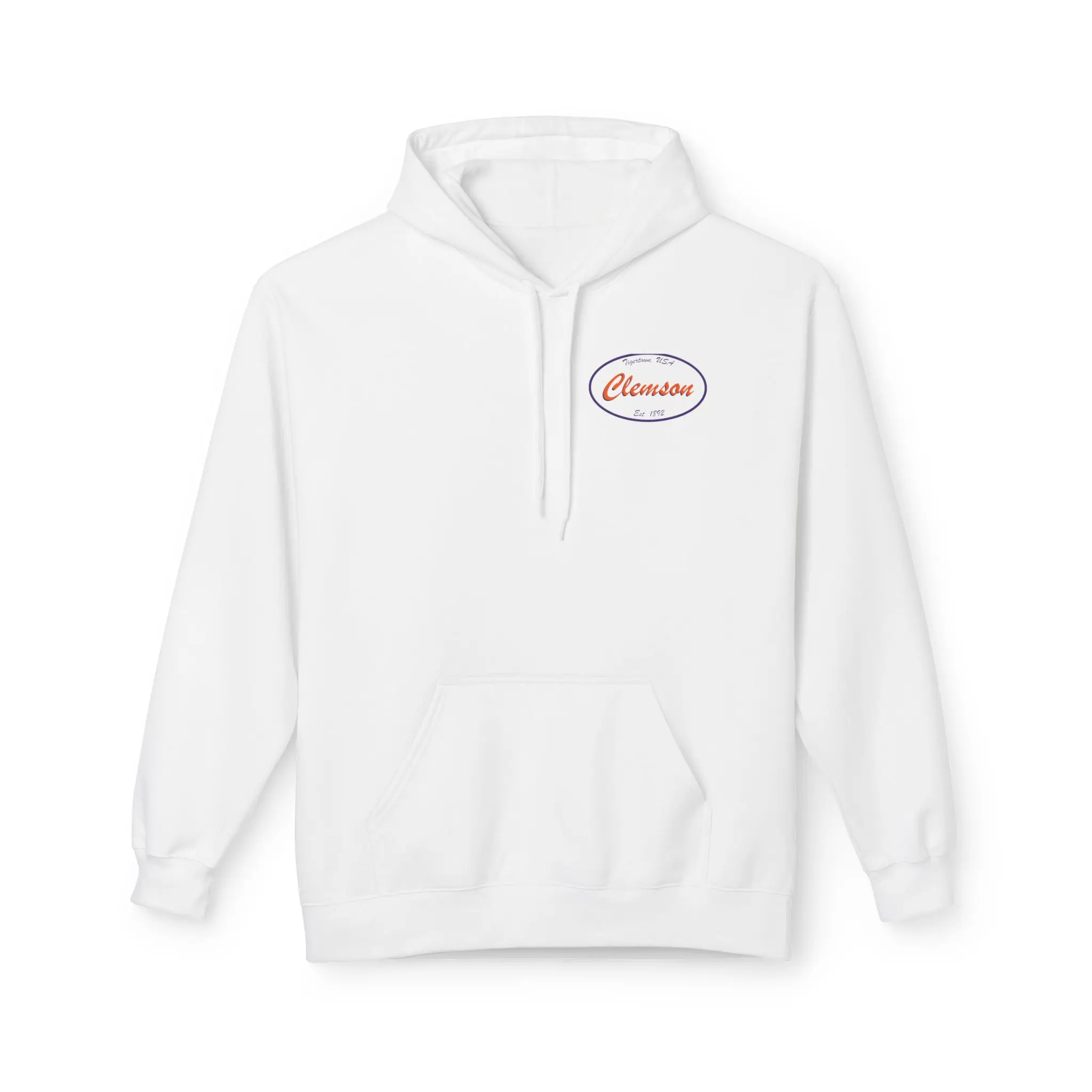 Clemson Retro Skyline hoodie | Clemson University script, palm tree silhouette