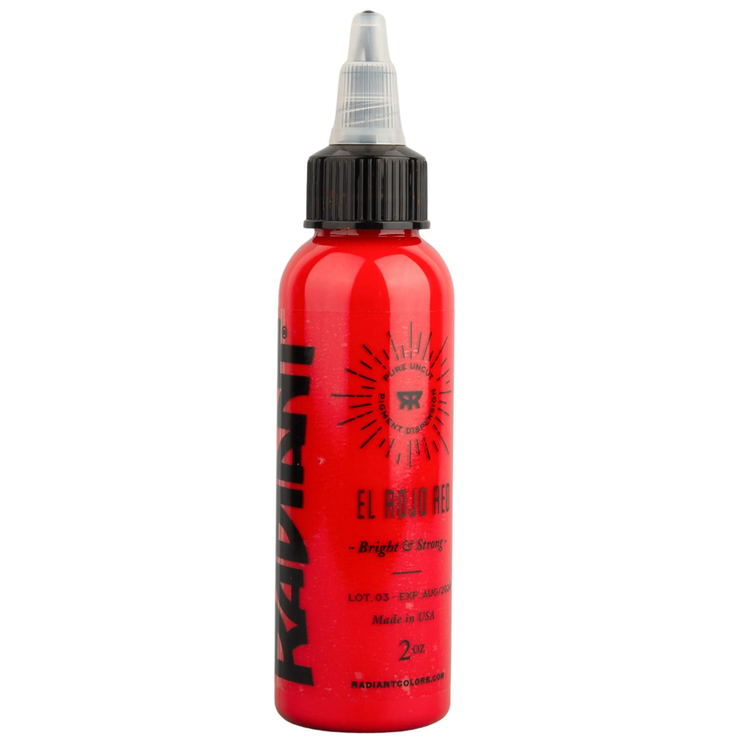 Radiant Colors El Rojo Red Tattoo Ink 1oz Professional Ink for Real Skin with Smooth Flow and Vibrant Long-Lasting Color