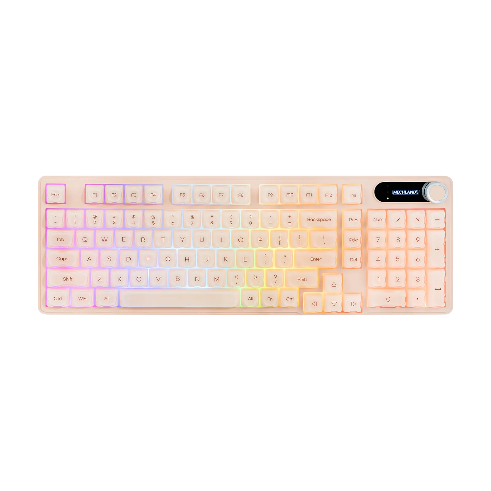 MechLands M98 Silent Membrane Keyboard with Number Pad, Creamy Structure, 3 Modes Wireless Keyboard with 5000mAh Battery, Display Screen & Control Knob, RGB Backlits for Win/Mac, PC Game/Office
