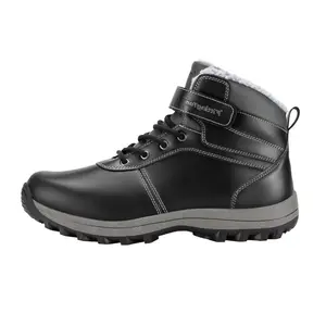 FITTINGTON Men's Wolfwalk Winter Boots V1 Synthetic Leather Plush Fleece Mid-Calf Hiking Boots Slip-Resistant TPR Outsole for Cold Weather Protection Boy