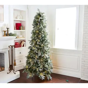 9' Twinkling Frosted Slim Colonial Christmas Tree by Valerie