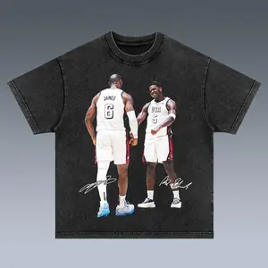 VINTAGE TEE | USA BASKETBALL TEAM LEBRON JAMES & ANTHONY EDWARDS 7.24-YB880063 Casual Print Classic Breathable