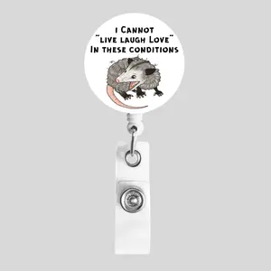 Funny "Live Laugh Love" Possum Nurse Badge Reel – 1.5" Rotating Swivel Clip | Retractable ID Holder | Cute Name Tag Topper for Nurses