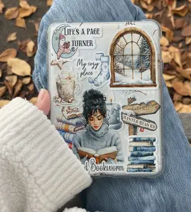 Winter Blue Kindle Insert for Clear Case – Aesthetic Book Lover Decor | Cozy Reading Accessory